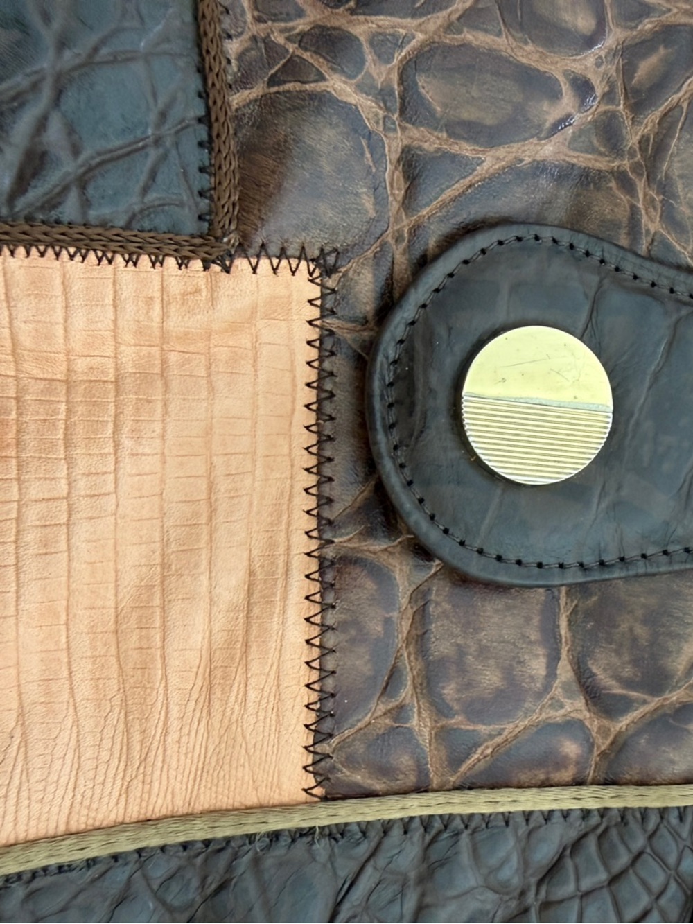 Vintage 80s Fifth Avenue Handbags Patchwork Crossbody Leather Made in USA - Picture 6 of 9
